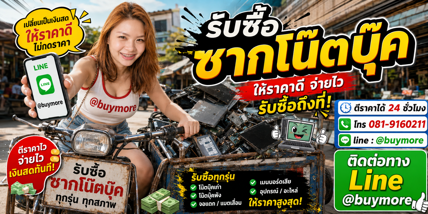 saleng.net รับซื้อซากโน๊ตบุ๊ค โทร 081-9160211 Line @buymore