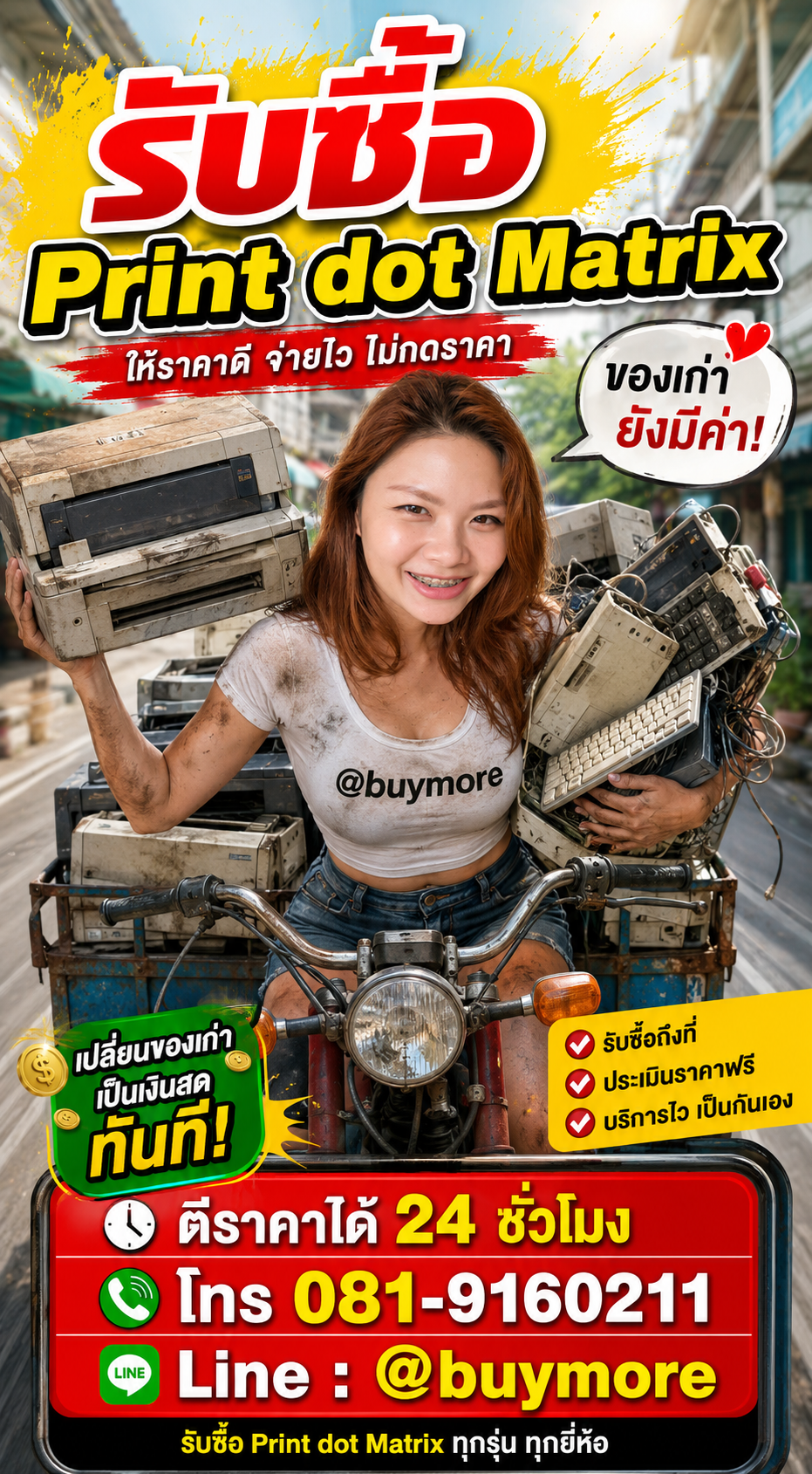 รับซื้อ Print dot Matrix เครื่องพิมพ์หัวเข็ม saleng.net ติดต่อ Line @buymore